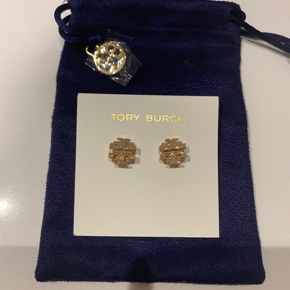 Rose Gold Tory Burch Earrings with Dust Bag